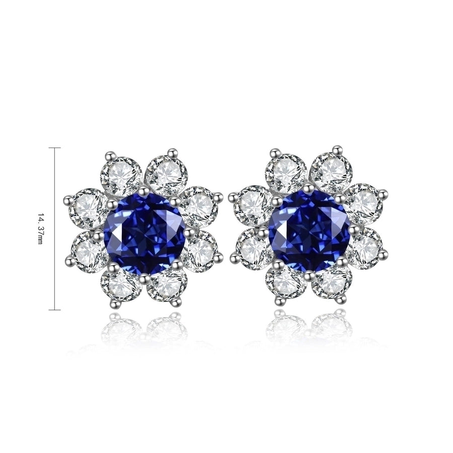 1 Pair 925 Sterling Silver Cultivate Gem Sapphire ZWJC