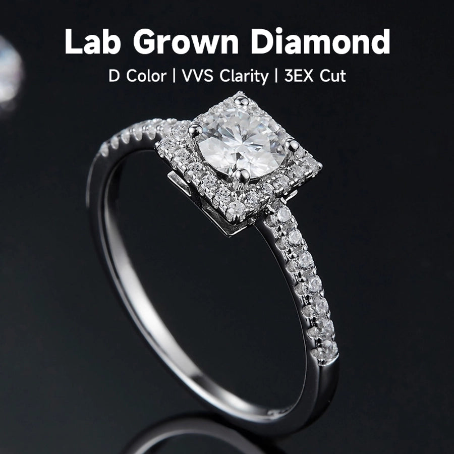 1 Piece 925 Sterling Silver Rhodium Plated Round Brilliant VVS1-VVS2 Lab-Grown Diamond NGIC Long-Lasting Plated