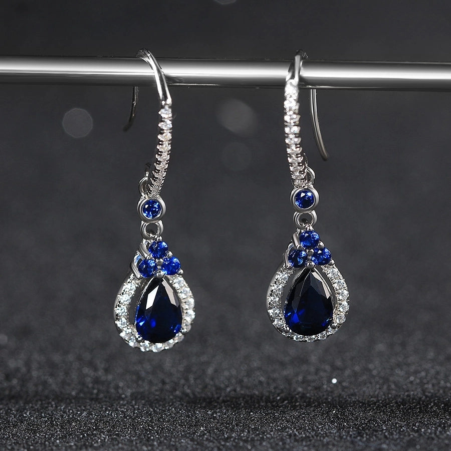 1 Piece 1 Pair White Gold Plated Silver Plated 925 Sterling Silver Zircon Water Droplets Drop Earrings