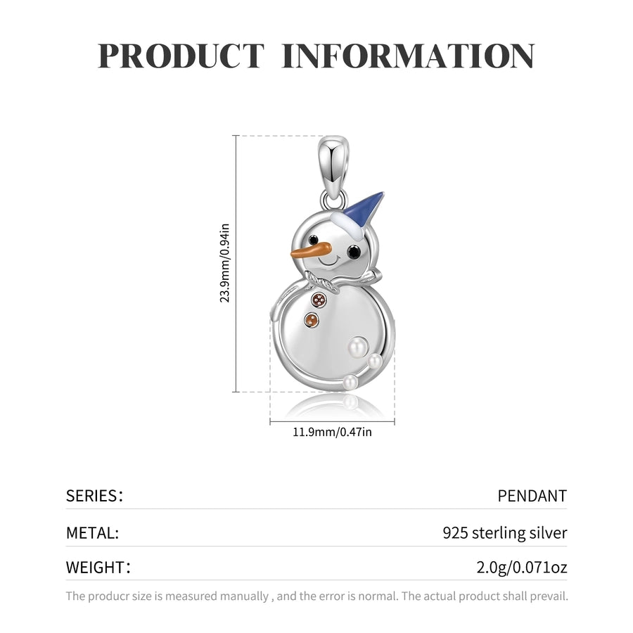 1 Piece 925 Sterling Silver Snowman Pendant Jewelry Accessories